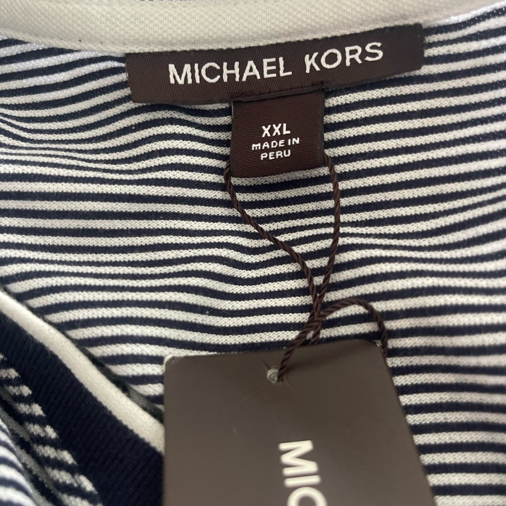 Michael Kors Midnight Blue and White Striped Long Sleeve  Resort 24 Made in Peru - Picture 5 of 5